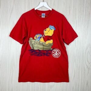 Vintage Mens S.S. Pooh Disney Tee Red Size Large A Honey of a Cruise